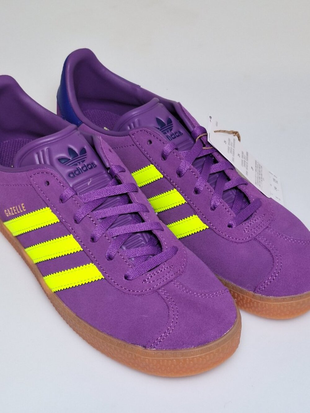 Brand New Adidas Gazelle Active Purple Solar Yellow – Size 6.5Y (Fits Women’s 8